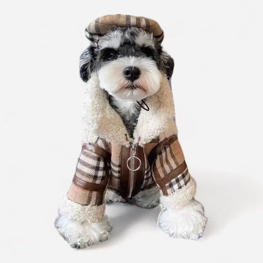 Cozy Plaid Sherpa-Lined Dog Coat - canineheavencanineheaven